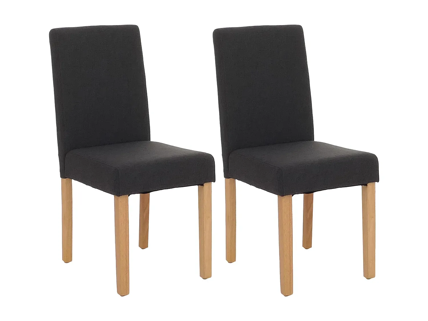 Moderner Esszimmerstuhl im 2er-Set, schwarzer Stoff und helle Beine-Vibyogi