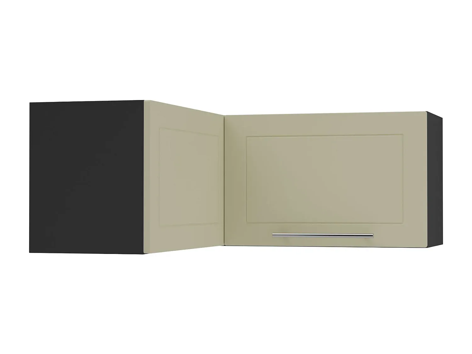 Eckhängeschrank in Vanille Matt und Schwarz Matt, 90x36cm-Vibyogi