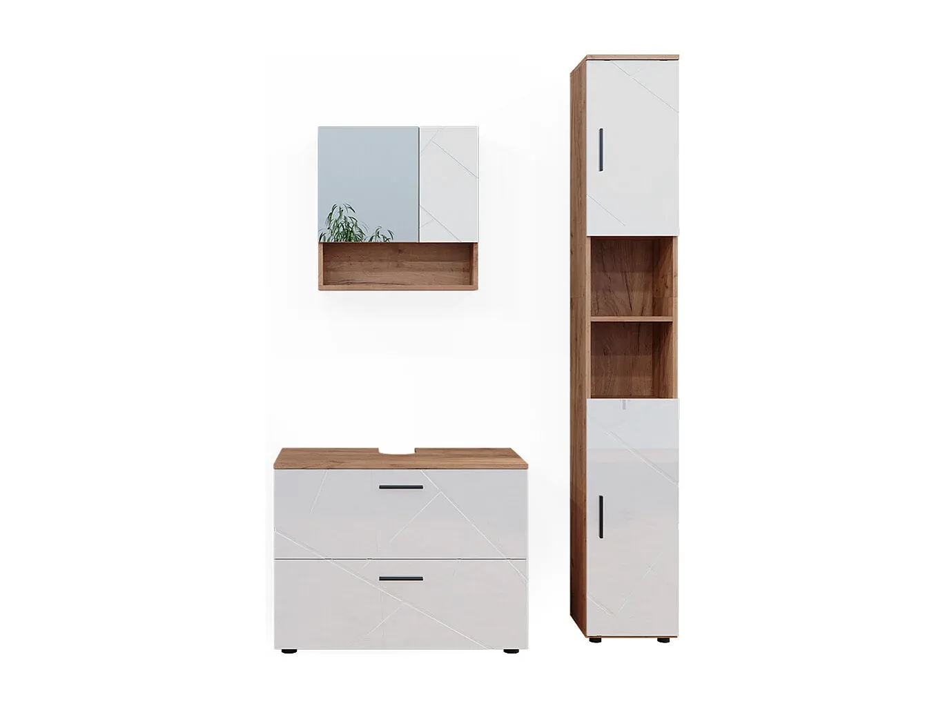 Modernes Badezimmermöbel-Set in Anthrazit mit Punkten, 80x41x58,6 cm-Vibyogi