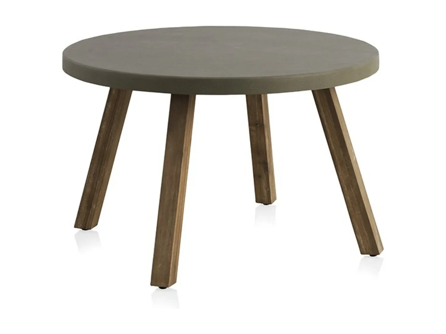 Runder Esstisch aus Akazienholz mit Zementplatte, Grau-Vibyogi