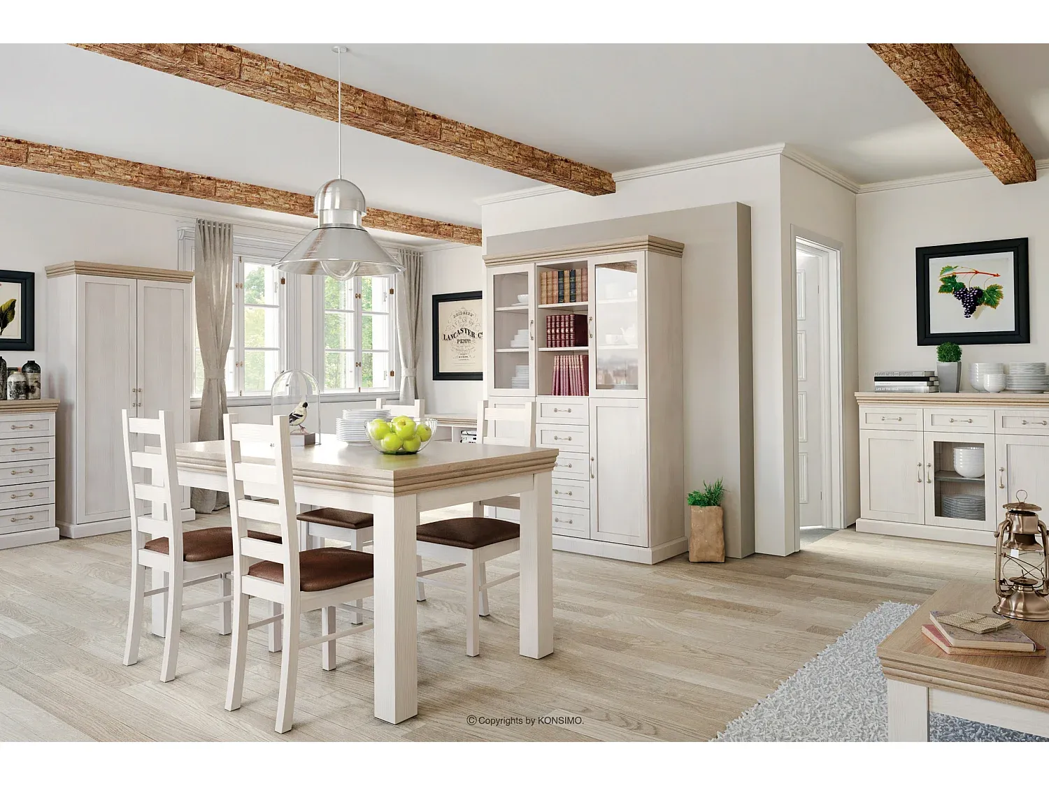 Cremige Kommode mit Schubladen-Vibyogi