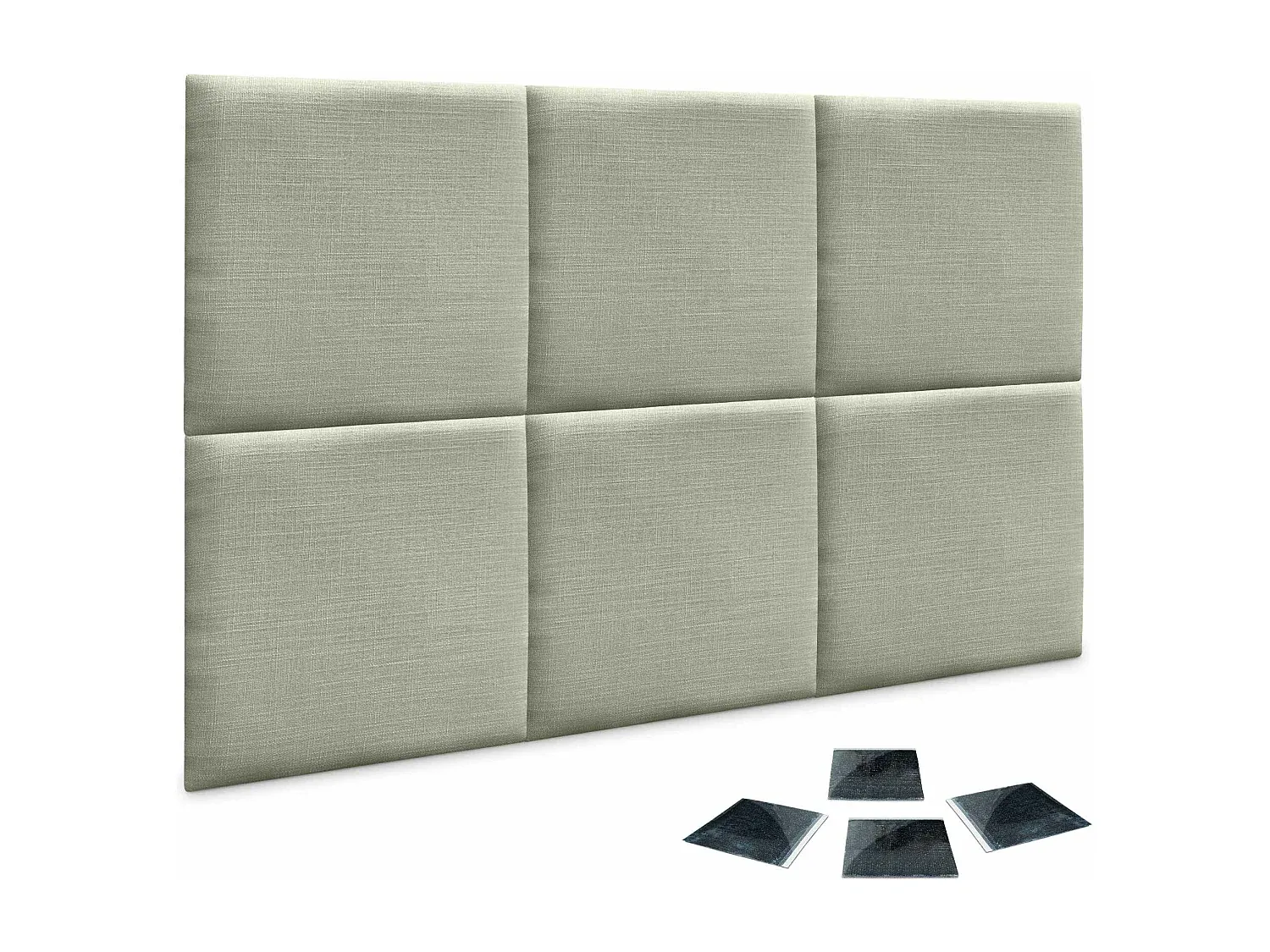 6er-Set gepolsterte Leinenwandpaneele für Akustik und Schutz, 50x50 cm, Grün-Vibyogi