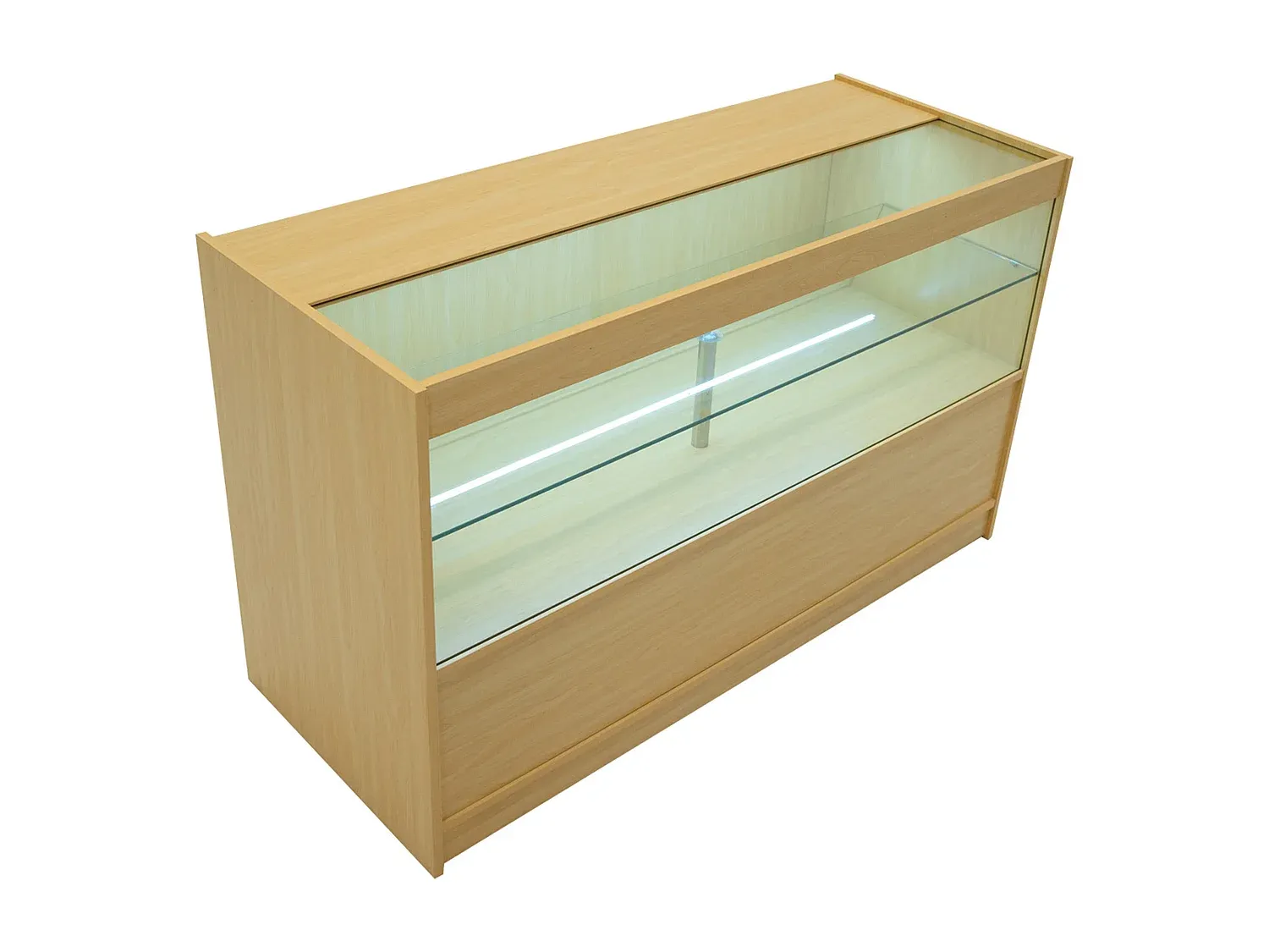 Moderne LED-Verkaufstheke mit Ahorn-Finish-Vibyogi