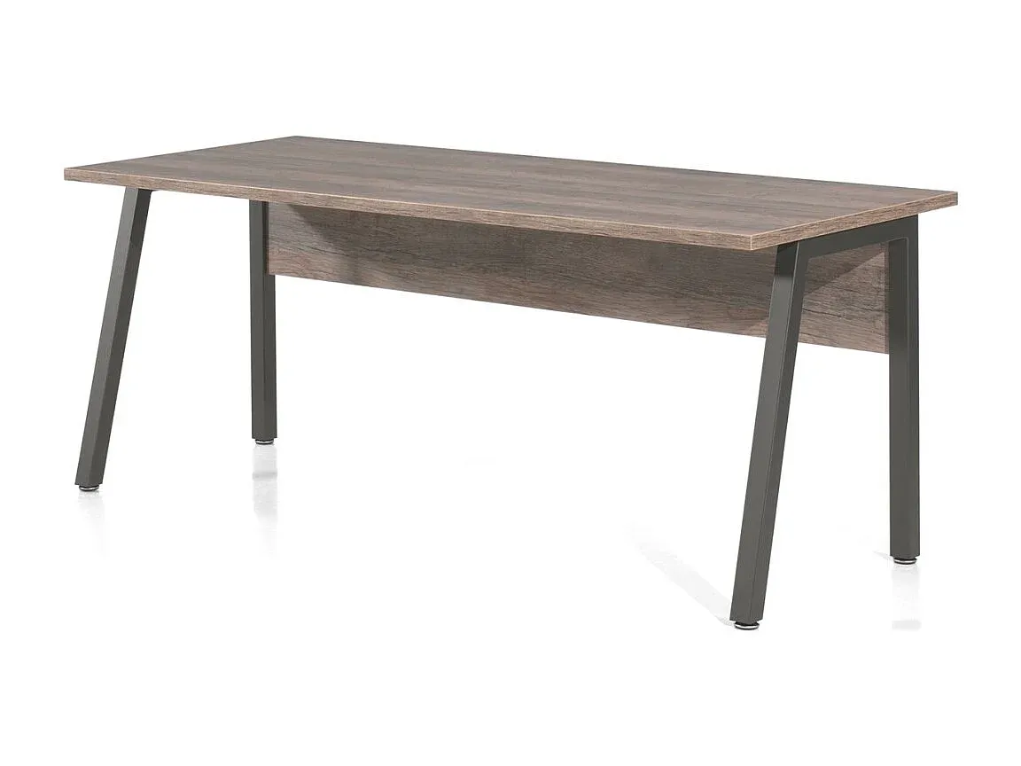 Moderner Bürotisch 180 cm, Alt-Eichenoptik und Schwarz-Vibyogi