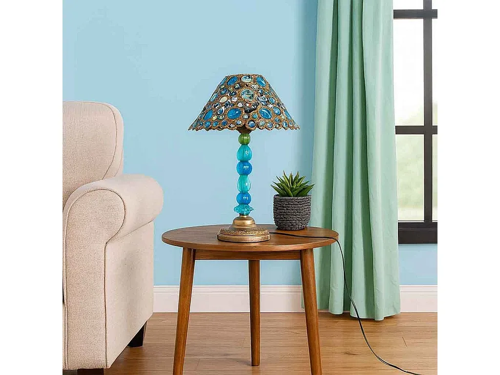 Dekorative Tischlampe aus Metall und Acrylglas-Vibyogi