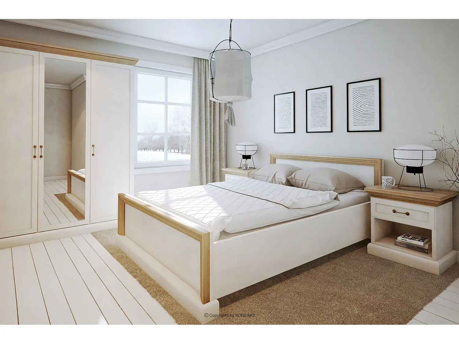 Cremige Kommode mit Schubladen-Vibyogi