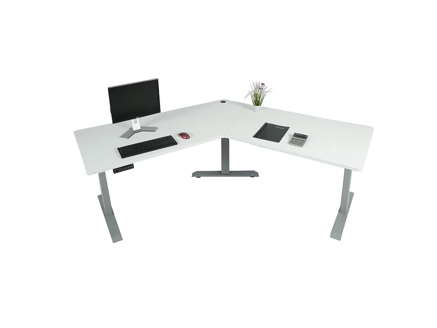 Moderner Computertisch in Weiß und Grau-Vibyogi