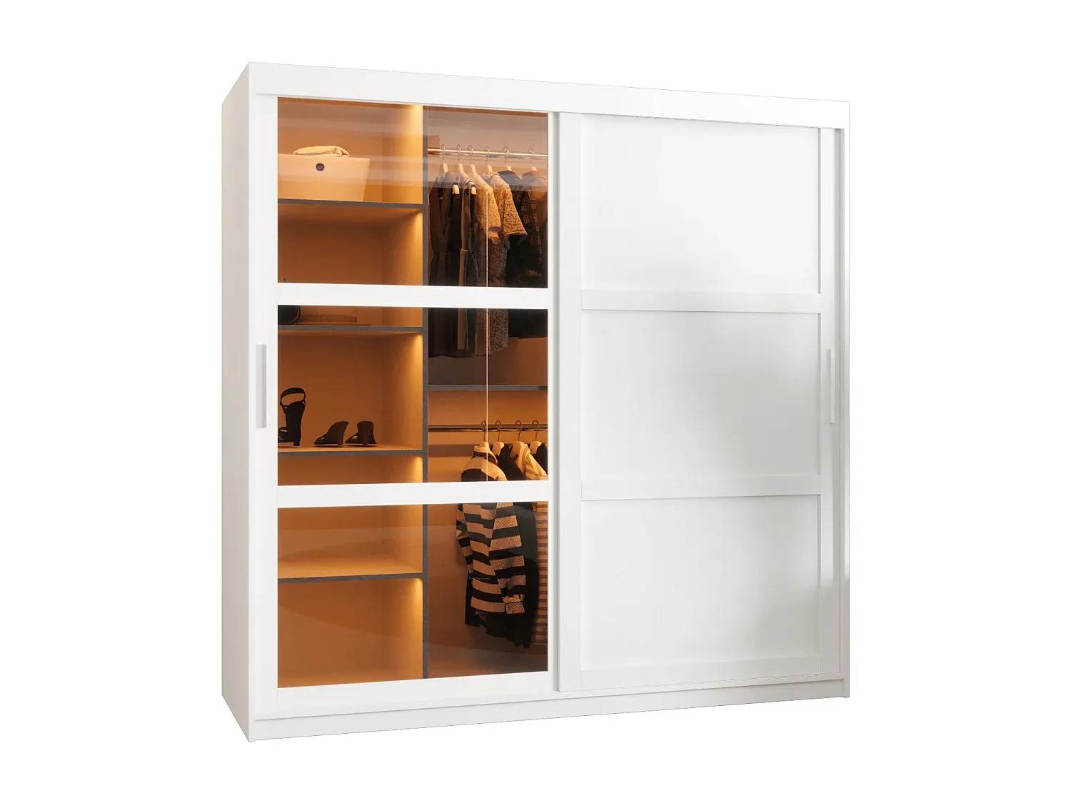 Geräumiger Schwebetürenschrank in Weiß-Vibyogi