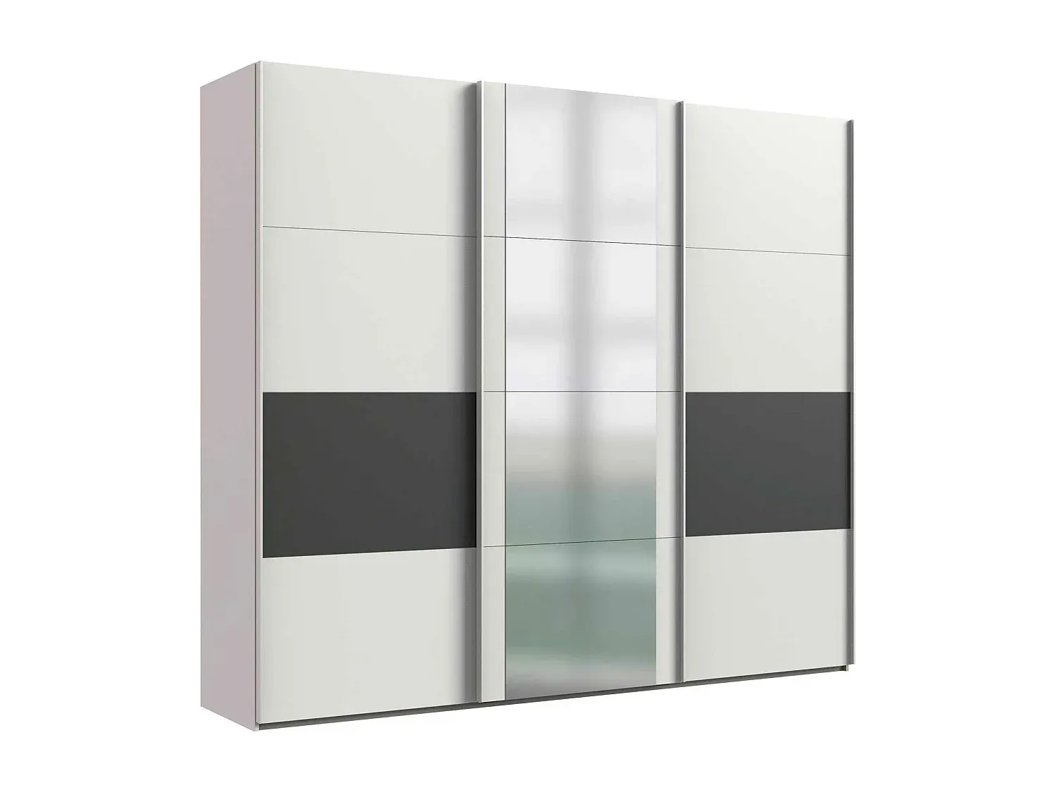 Großer Kleiderschrank mit Schwebetüren in Weiß und Graphit-Vibyogi
