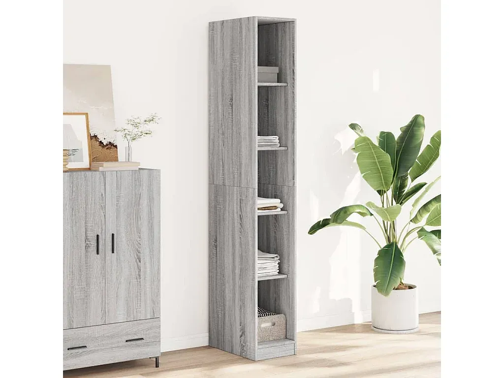 Moderner grauer Kleiderschrank mit Regalböden-Vibyogi