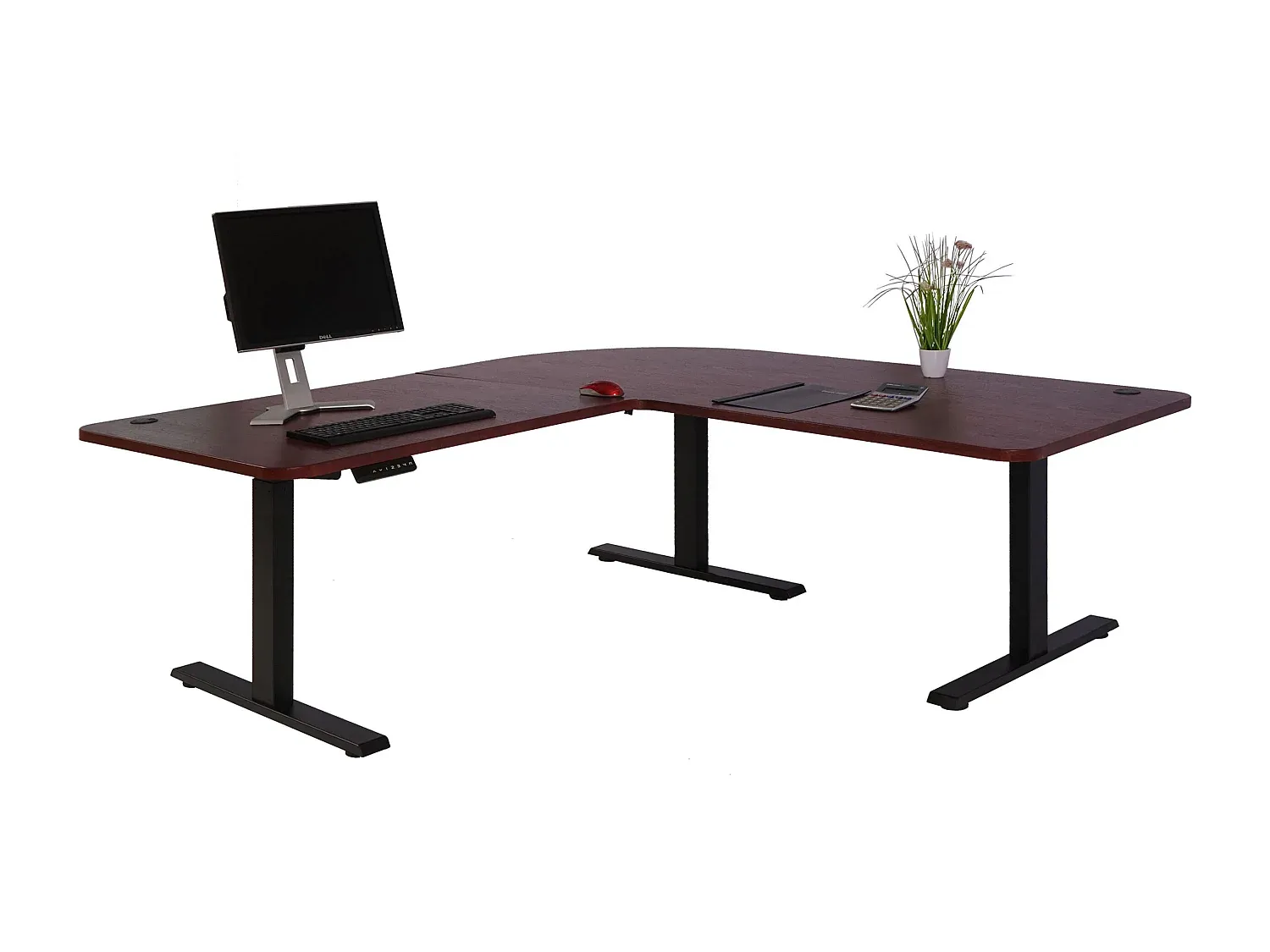 Eckschreibtisch im Kirschdesign, Schwarz-Vibyogi