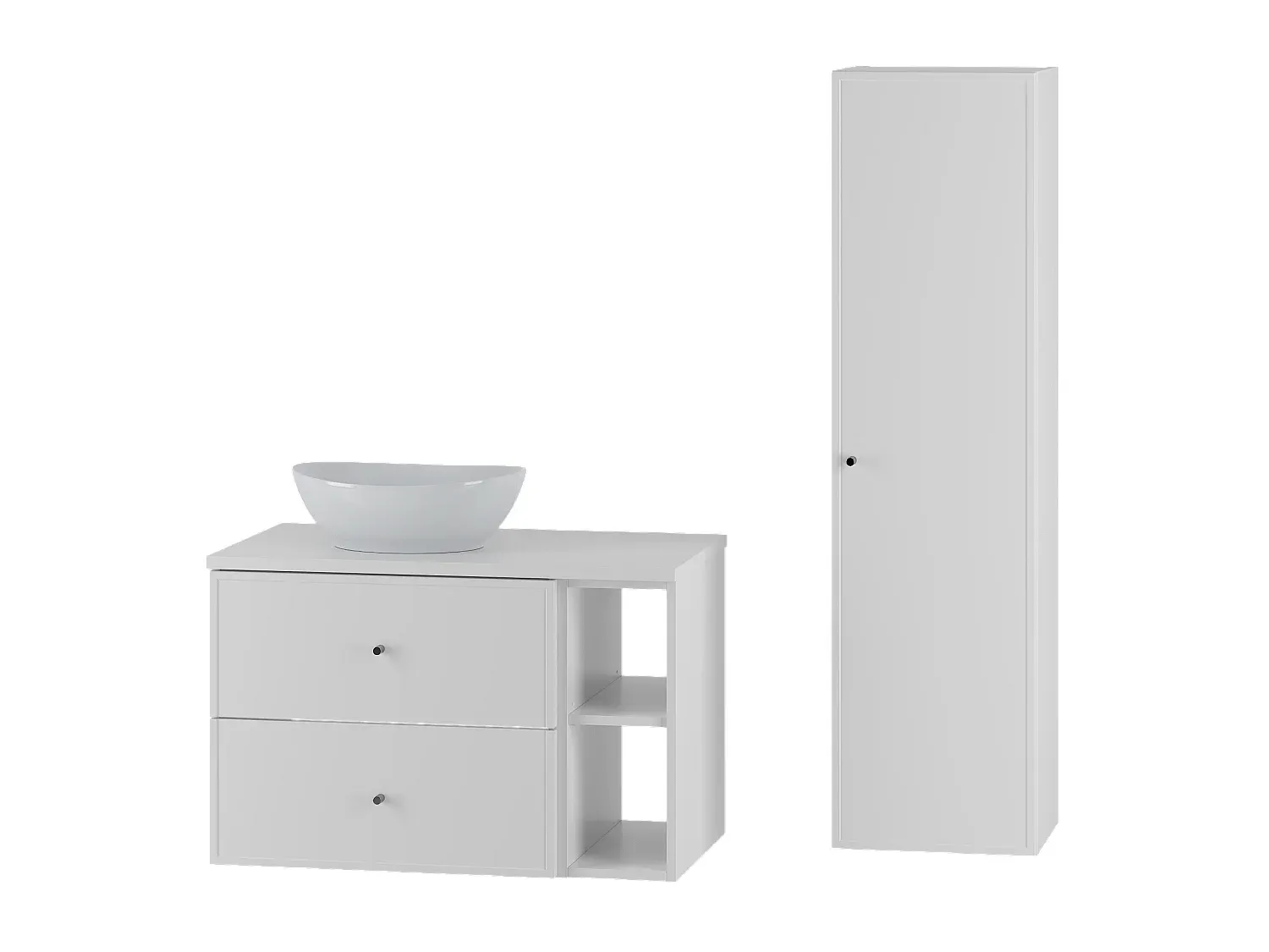 Badezimmer-Set 80 cm mit Waschtisch, Waschbecken und Hochschrank-Vibyogi