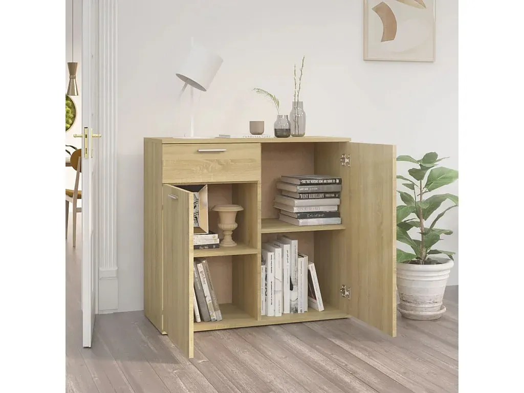 Moderner Sideboard in Sonoma-Eiche, 80x36x75 cm-Vibyogi