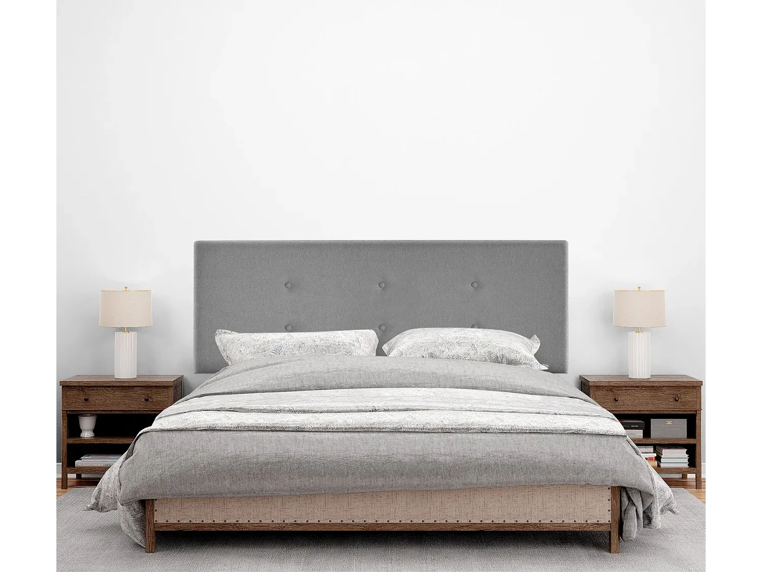Stoff-Kopfteil mit Knöpfen 160x50cm in Grau-Vibyogi