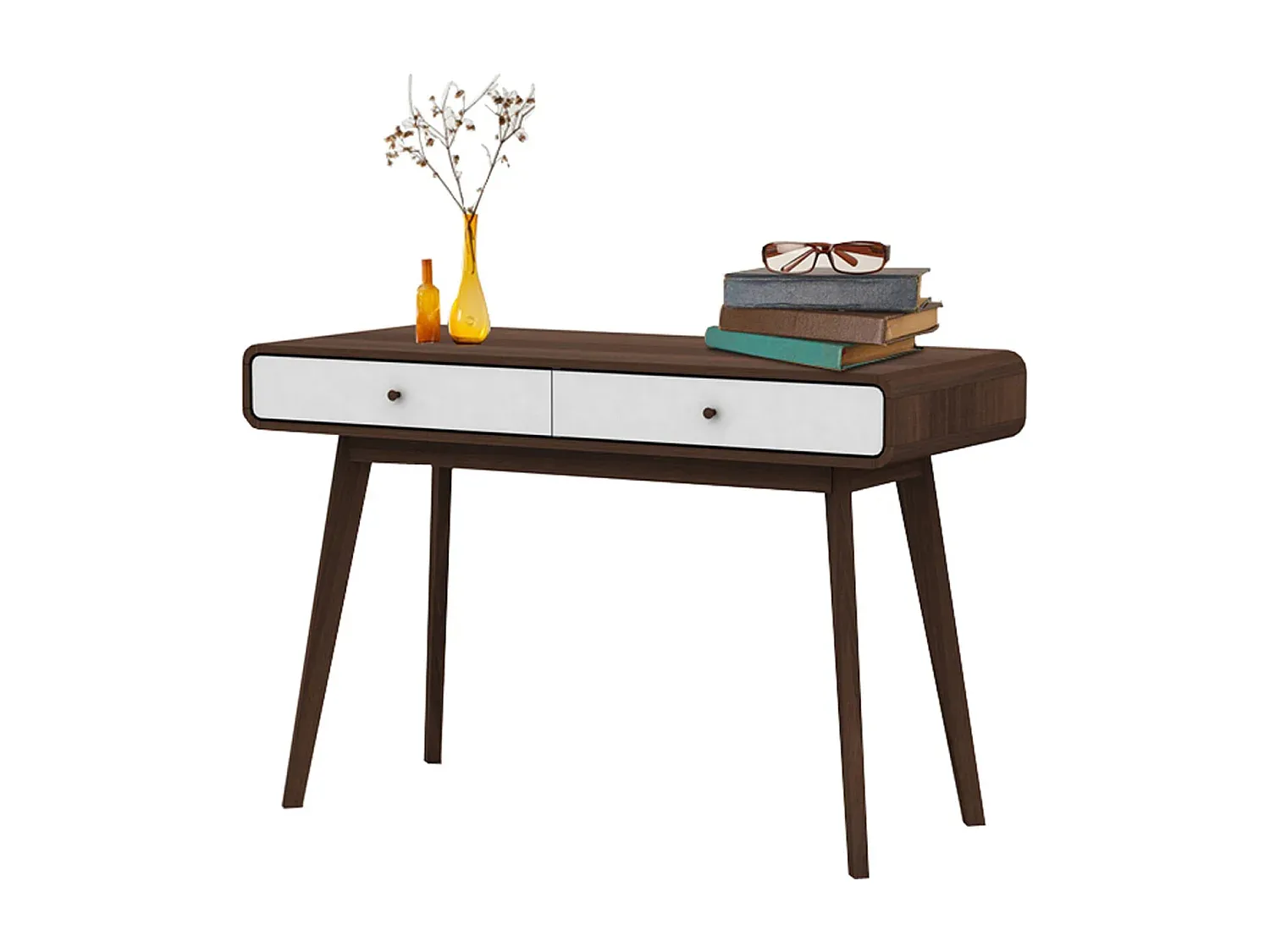 Moderner Schreibtisch mit Stauraum in Walnuss und Weiß-Vibyogi