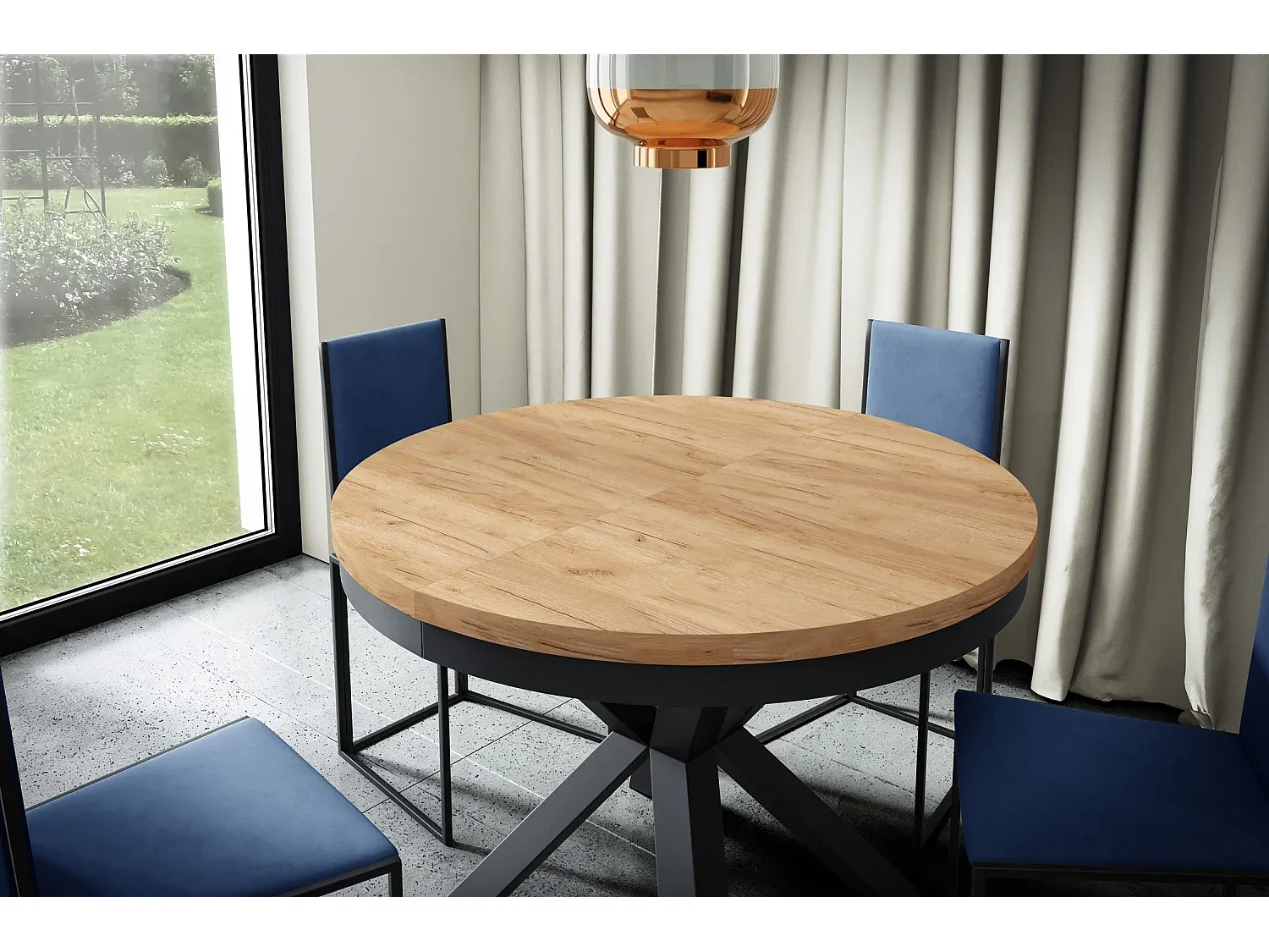 Moderner Ausziehtisch in Eiche und Weiß-Vibyogi