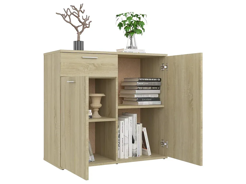 Moderner Sideboard in Sonoma-Eiche, 80x36x75 cm-Vibyogi