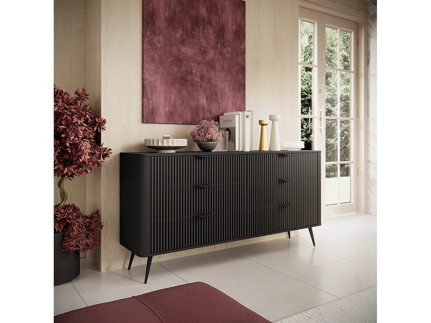 Geräumige Kommode in Beige mit Schubladen-Vibyogi