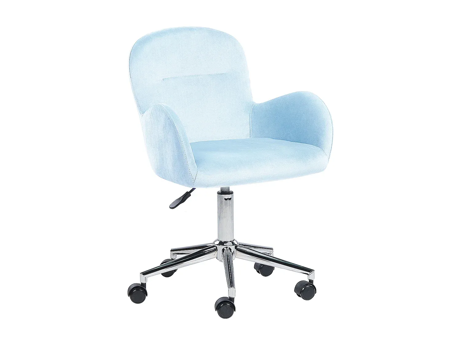 Höhenverstellbarer Bürostuhl aus hellblauem Samtstoff-Vibyogi