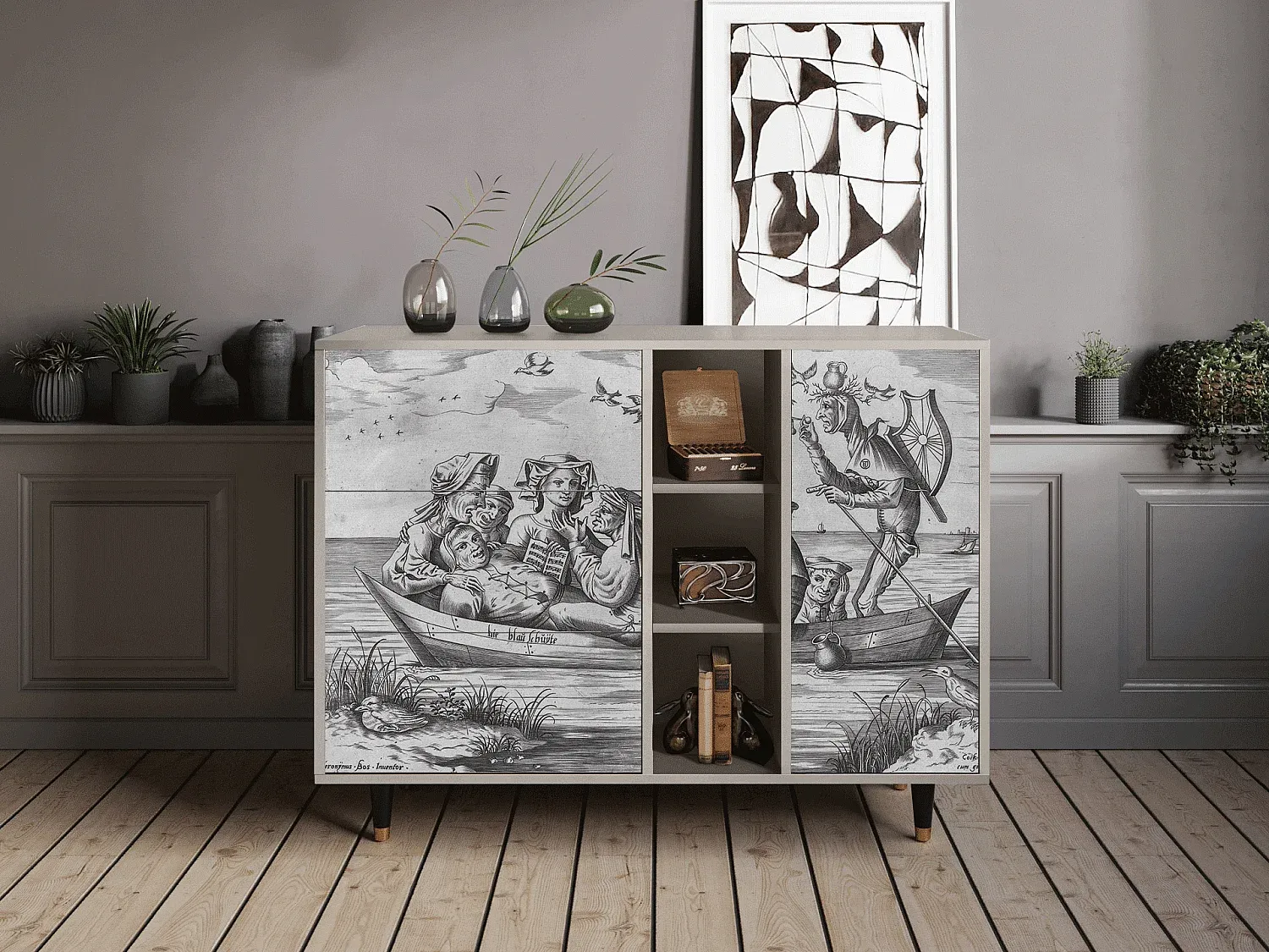 Praktisches Sideboard mit großem Stauraum in Blau-Vibyogi