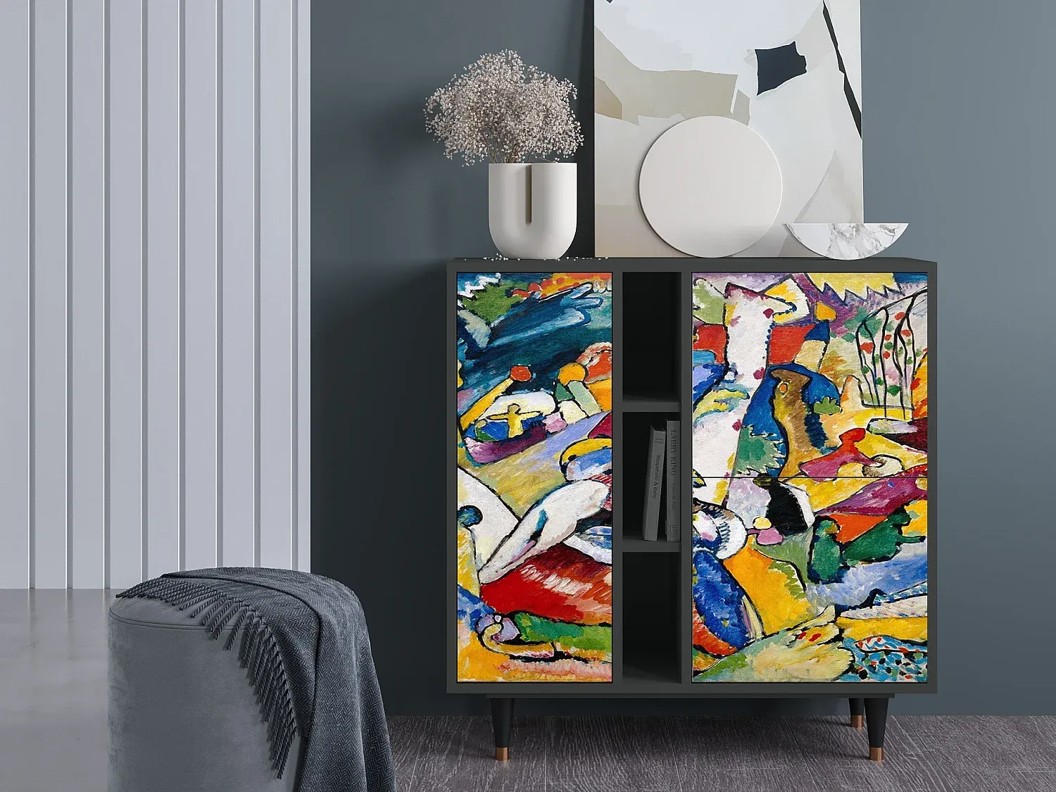 Moderner Sideboard in Anthrazit - Vielseitige Aufbewahrungslösung-Vibyogi