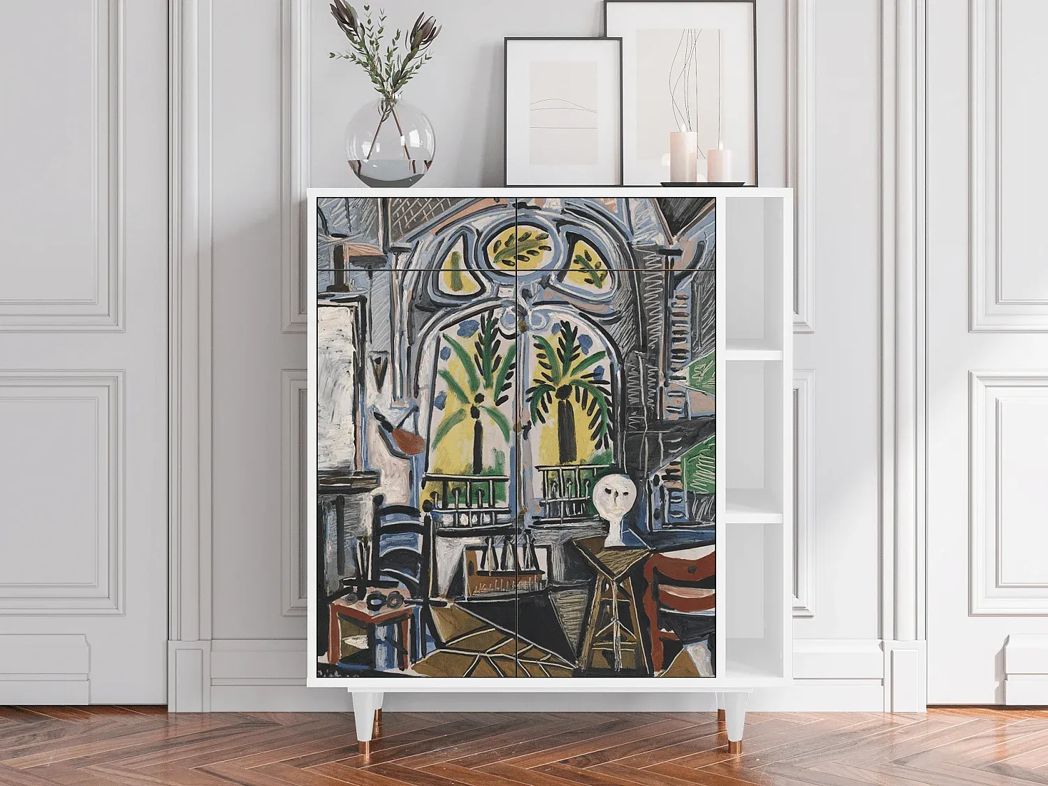 Elegantes Sideboard in Weiß, 96x110x41 cm-Vibyogi
