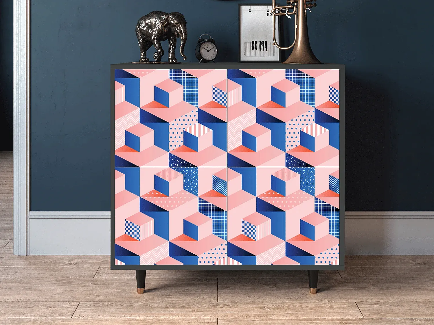 Modernes Sideboard mit geometrischem Design, anthrazit-Vibyogi