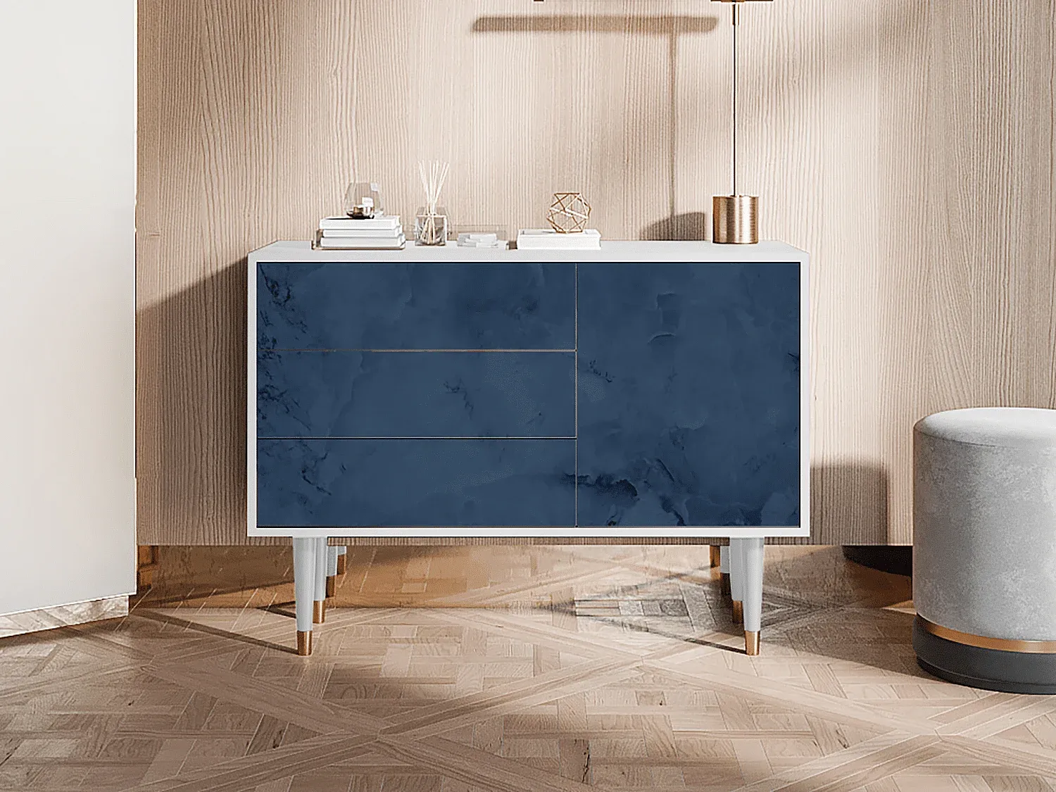 Modernes Weißes Sideboard mit Schubladen, 115x85x41 cm-Vibyogi