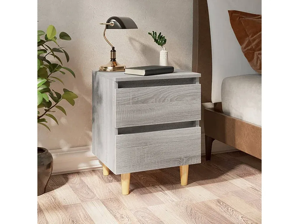 Grau Sonoma Nachttisch Set aus Holz, 40x35x50 cm-Vibyogi