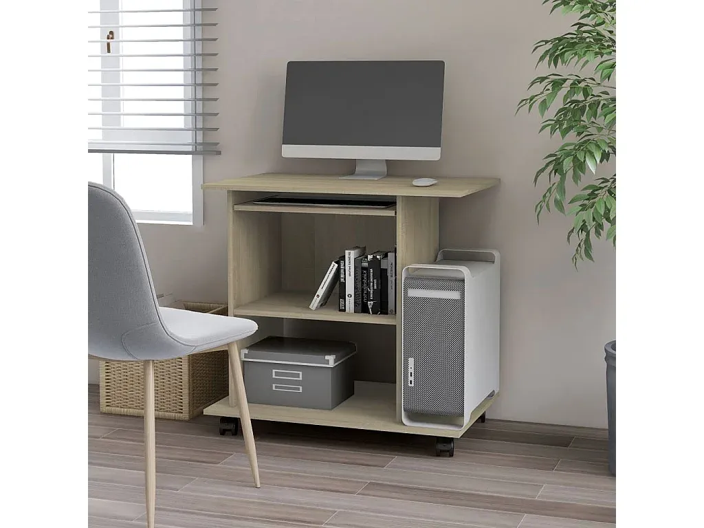 Moderner Arbeitstisch in Eichenoptik, 80x50x75 cm-Vibyogi