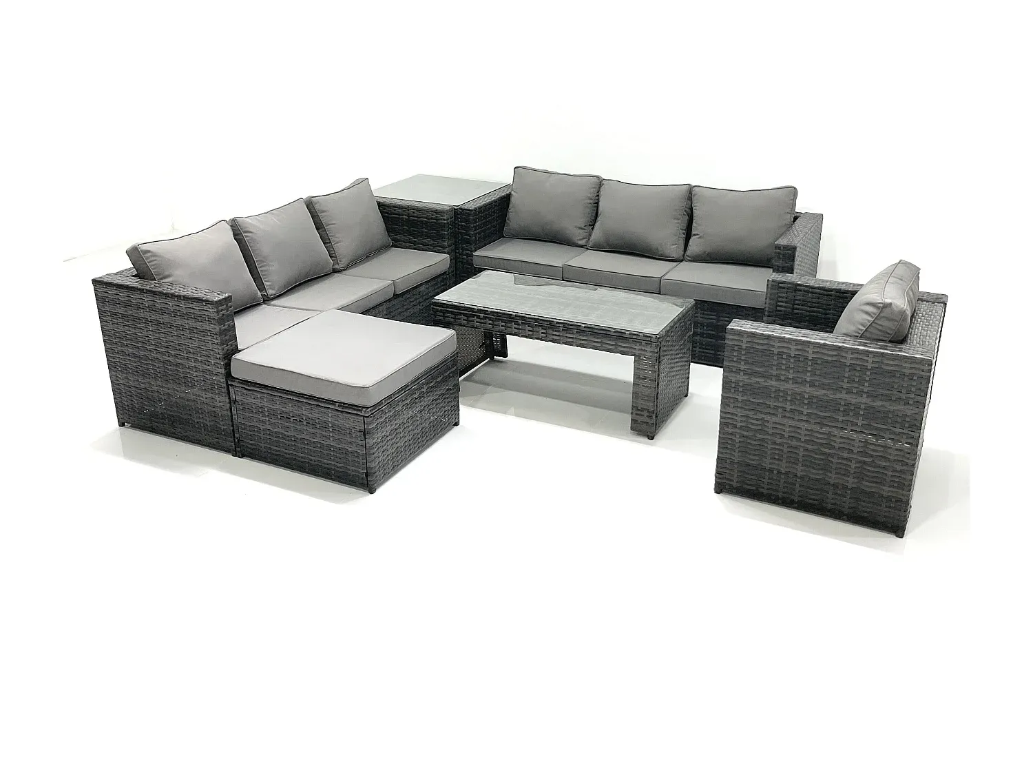 Hochwertiges Gartenmöbel-Set für 8 Personen mit Glastisch-Vibyogi