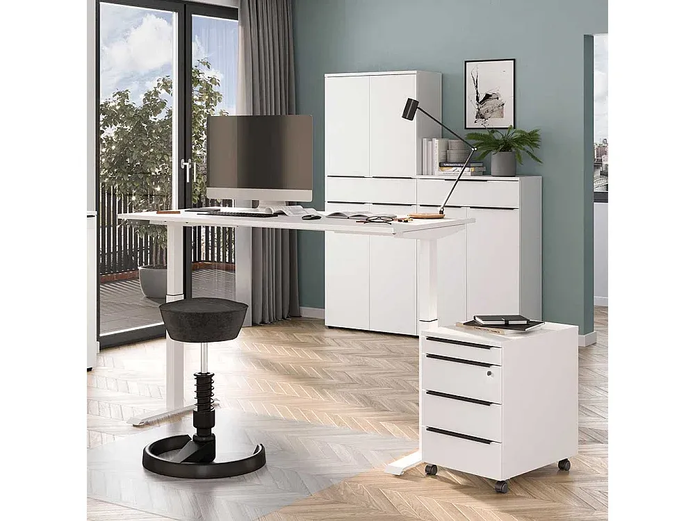 Höhenverstellbarer Schreibtisch mit Weißer Tischplatte-Vibyogi