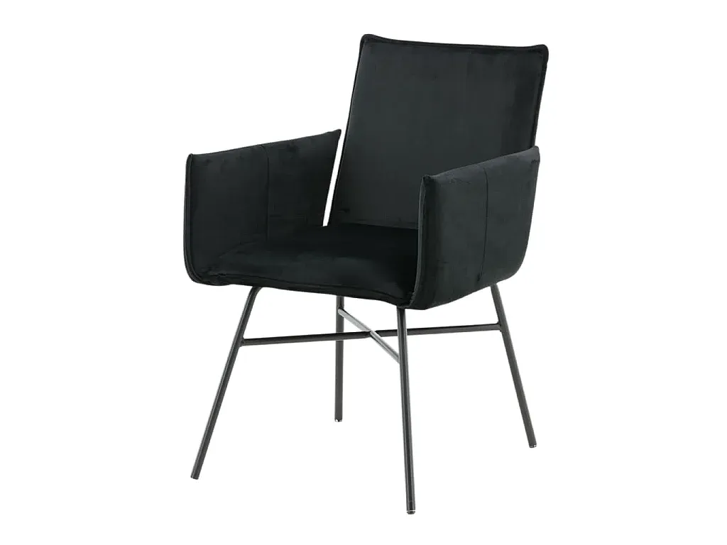 Esszimmerstuhl mit Armlehne aus schwarzem Velours-Vibyogi