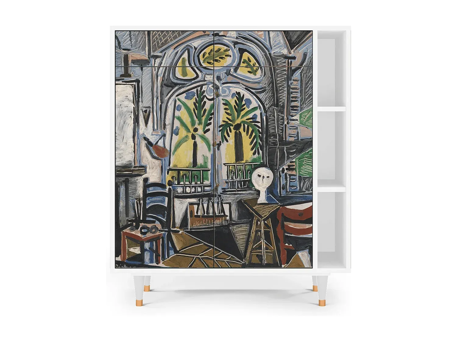 Elegantes Sideboard in Weiß, 96x110x41 cm-Vibyogi