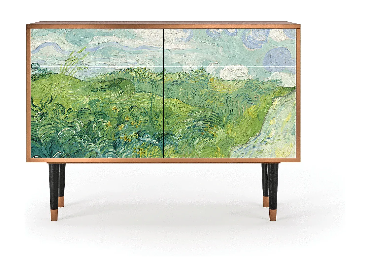 Sideboard aus Walnuss mit Stauraum, Grün-Vibyogi