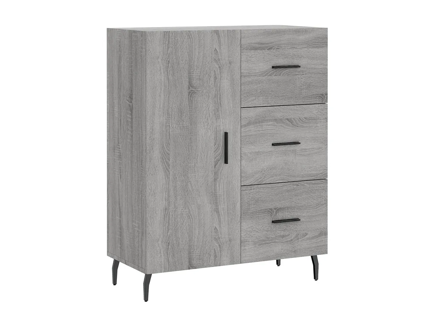 Moderner Sideboard in Grauer Holzoptik, 69,5x34x90 cm-Vibyogi