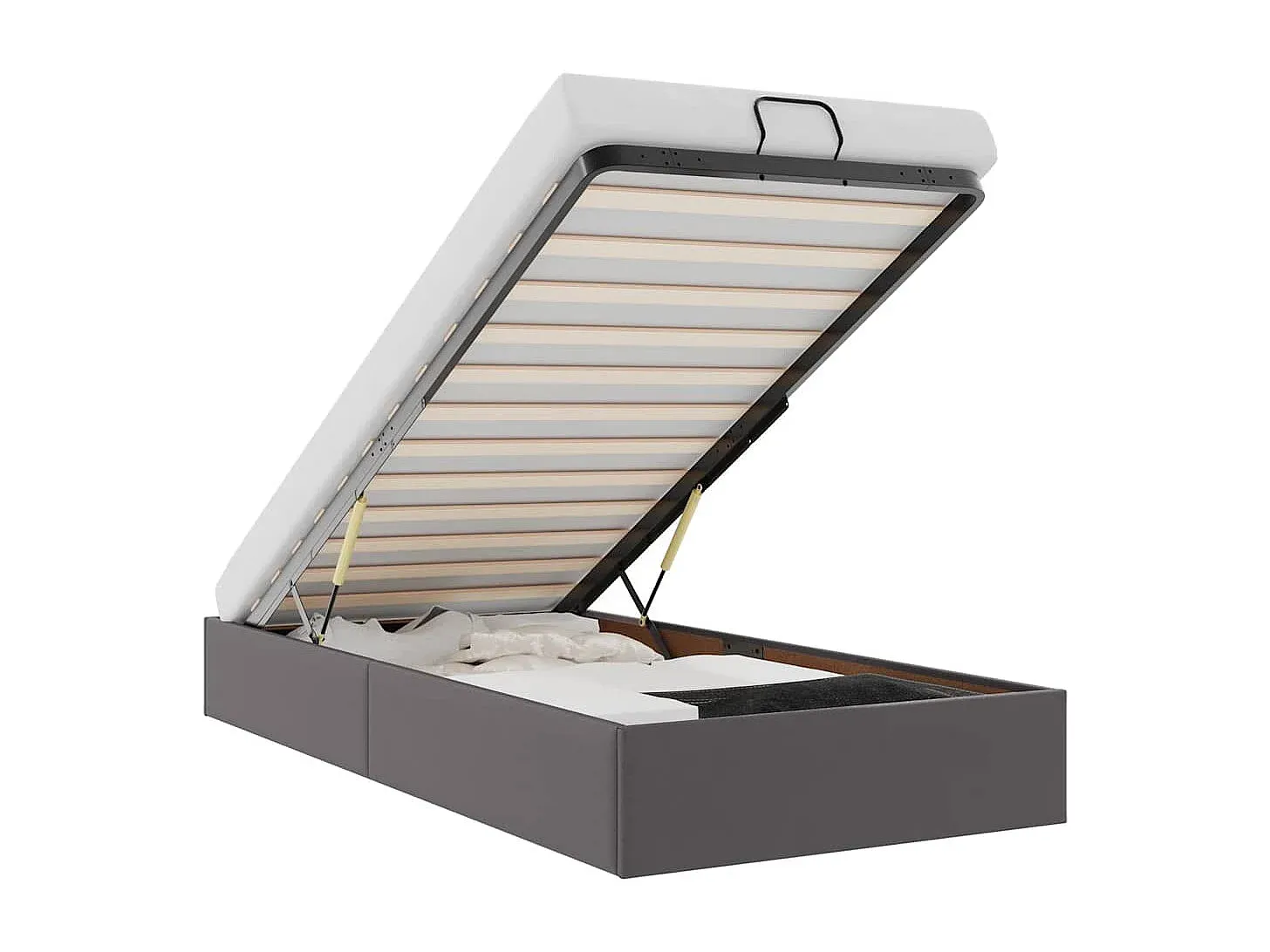 Schlafbett aus Kunstleder in Grau 100x200 cm-Vibyogi