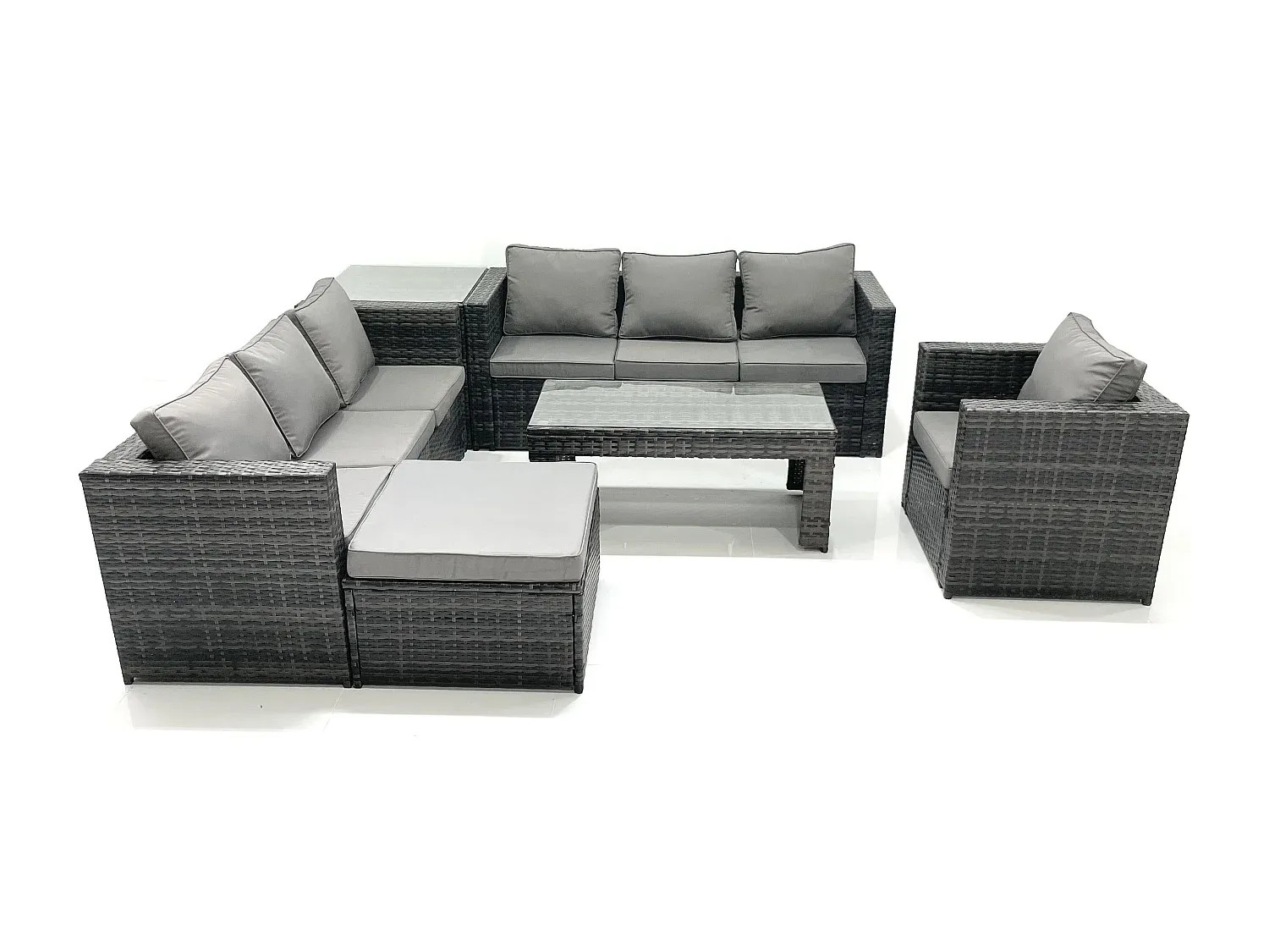 Hochwertiges Gartenmöbel-Set für 8 Personen mit Glastisch-Vibyogi