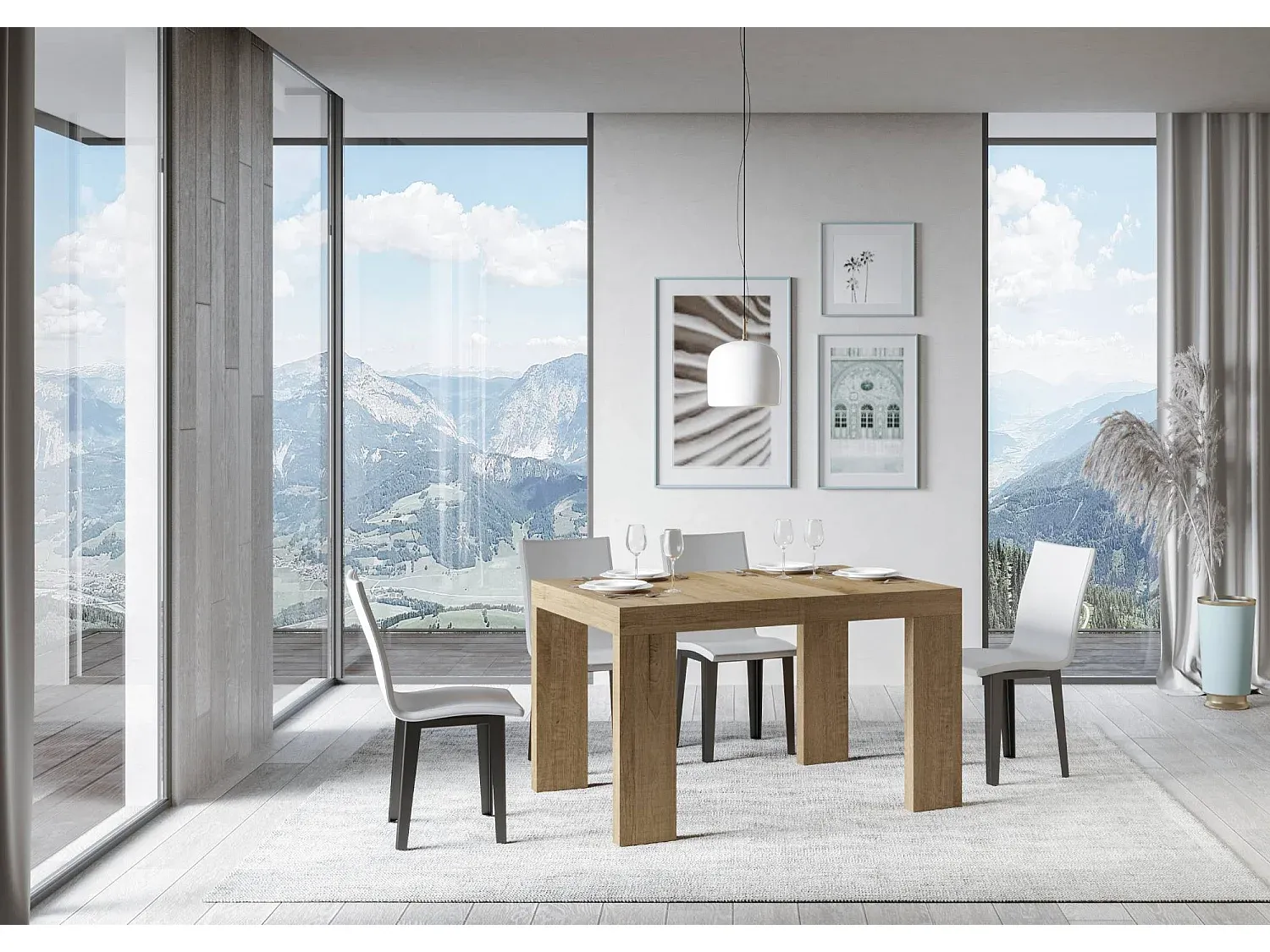 Erweiterbarer Esstisch aus Eichenholz-Vibyogi