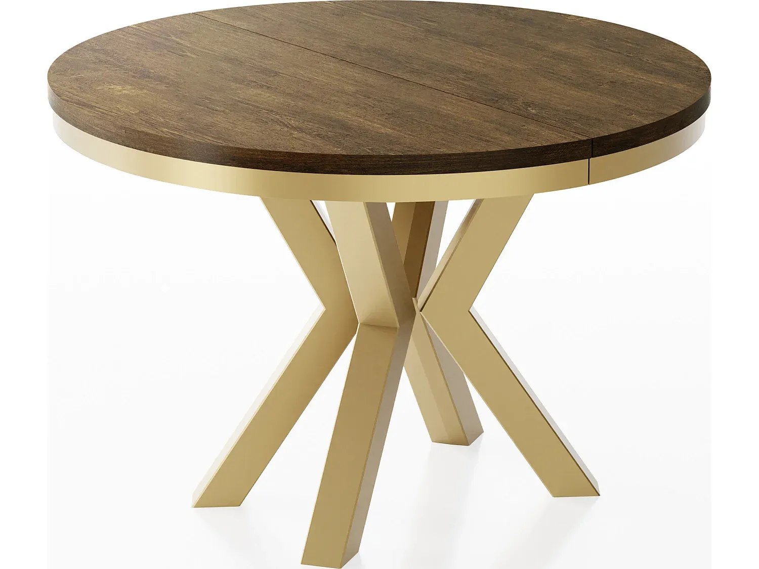 Runder Ausziehtisch im Loft-Design mit Metallbeinen-Vibyogi