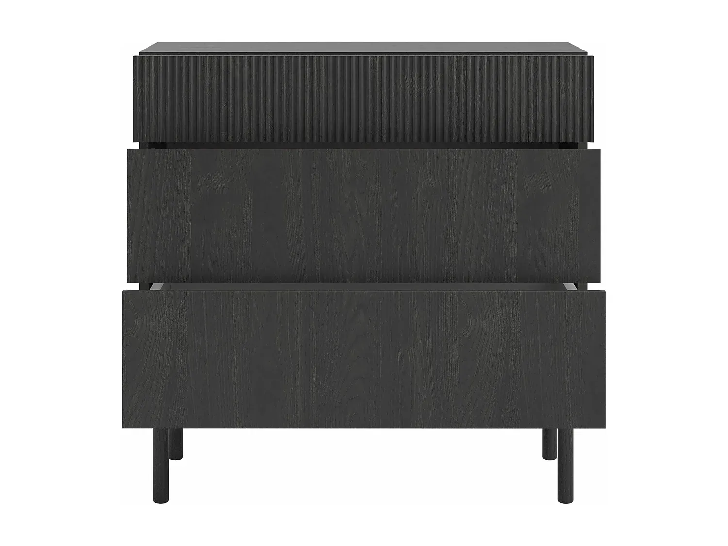 Kommode mit 3 Schubladen in Holzoptik Schwarz, 90 cm-Vibyogi