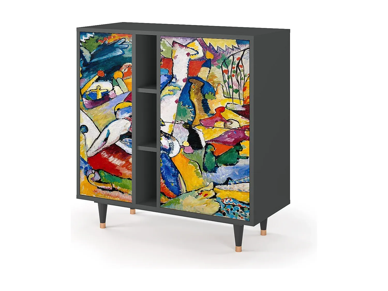 Moderner Sideboard in Anthrazit - Vielseitige Aufbewahrungslösung-Vibyogi