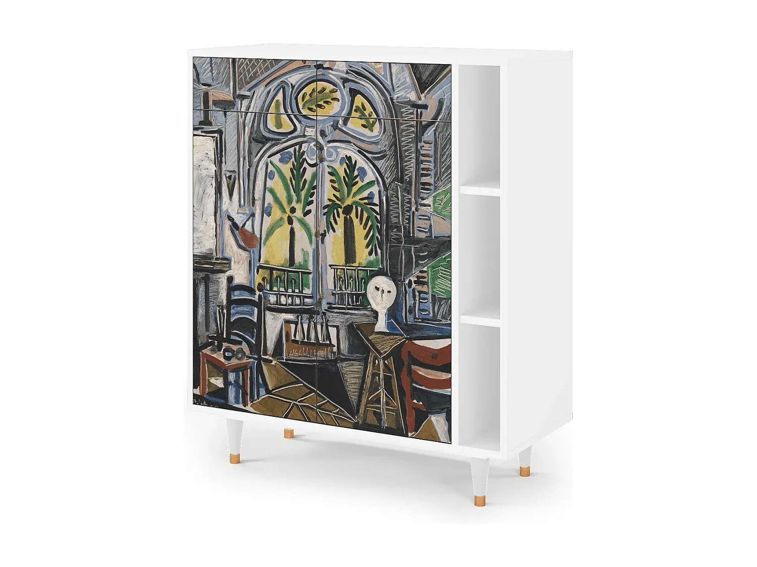 Elegantes Sideboard in Weiß, 96x110x41 cm-Vibyogi