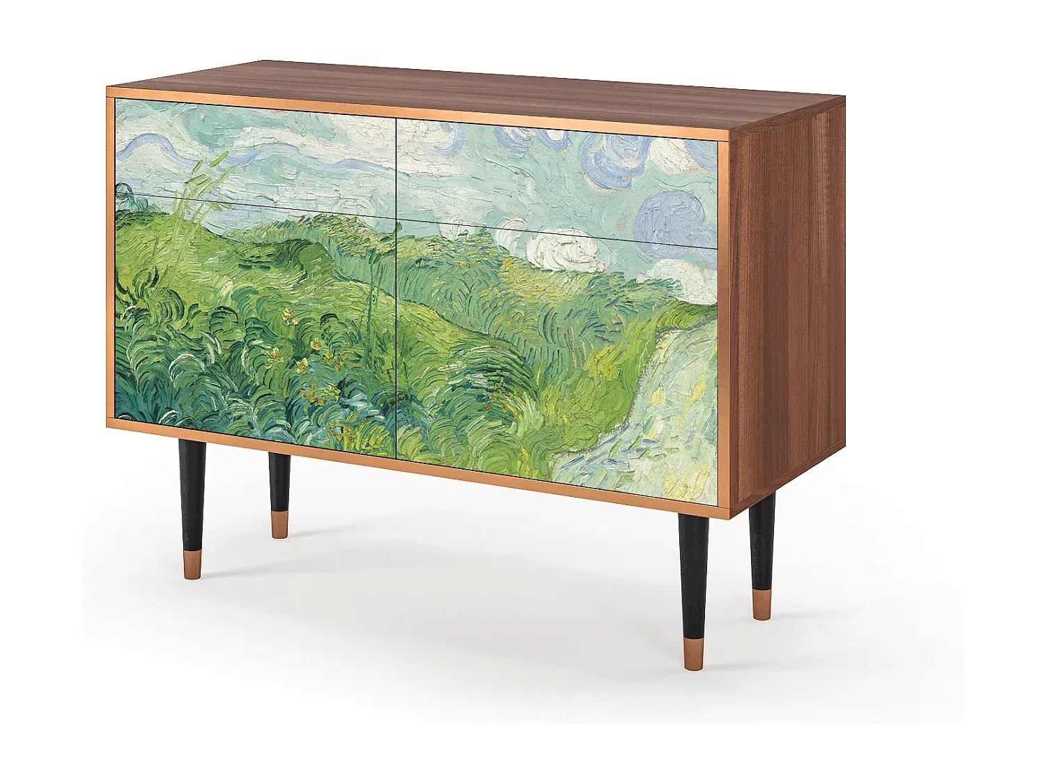 Sideboard aus Walnuss mit Stauraum, Grün-Vibyogi