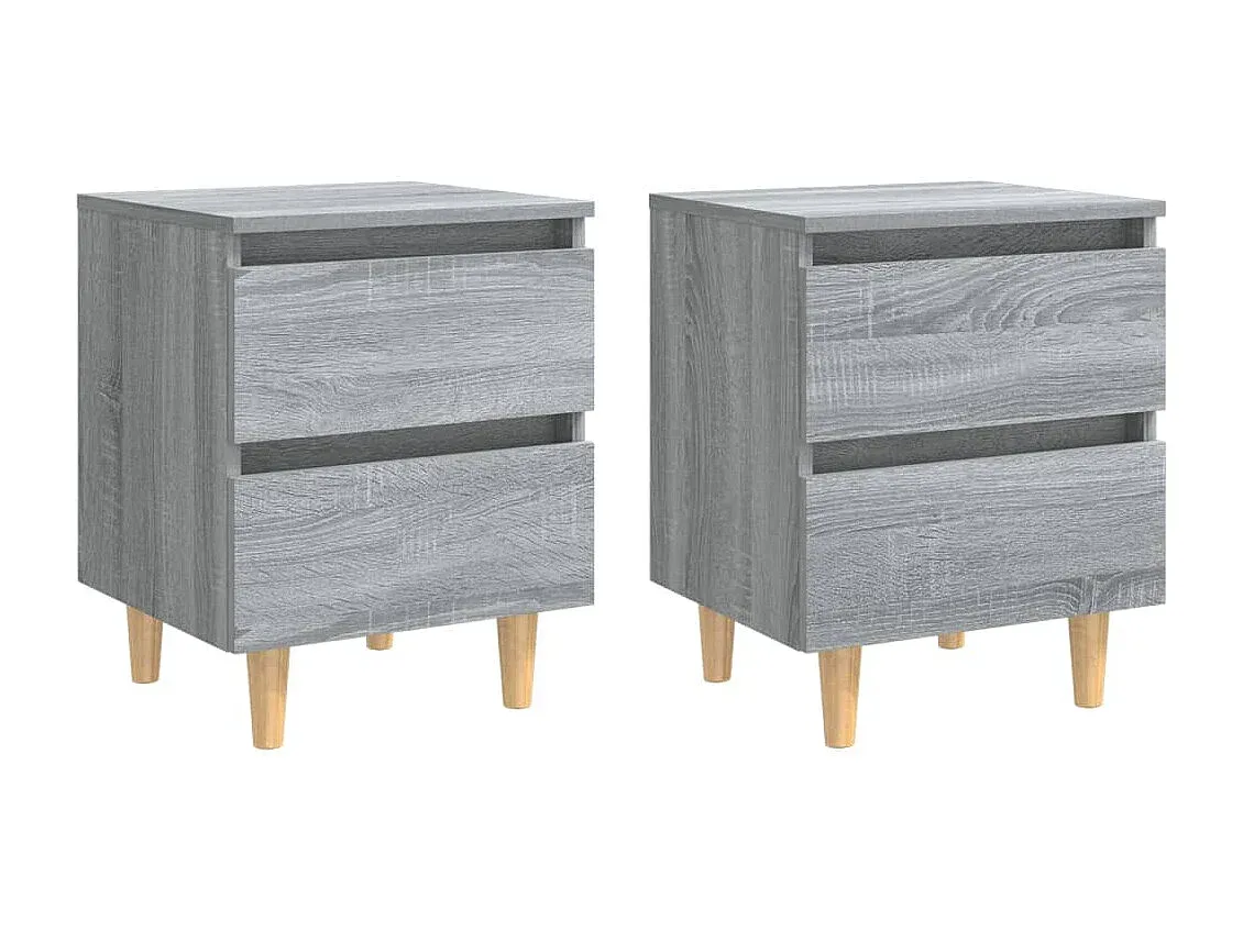 Grau Sonoma Nachttisch Set aus Holz, 40x35x50 cm-Vibyogi