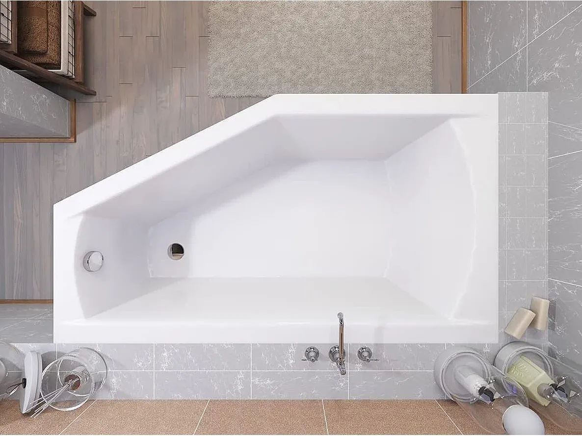 Eckbadewanne 160x90 Links mit Styroporverkleidung und kostenlosem Ablaufset-Vibyogi