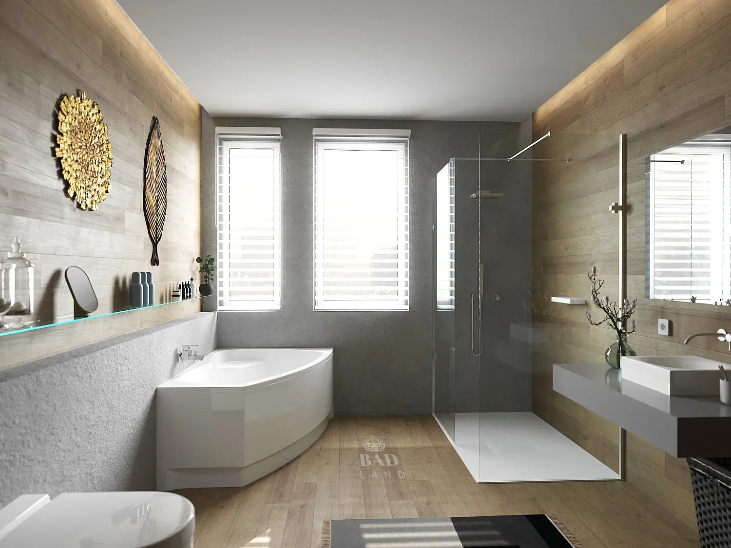 Eckbadewanne 150x100 cm rechts mit Gratis Ablauf und Füßen-Vibyogi