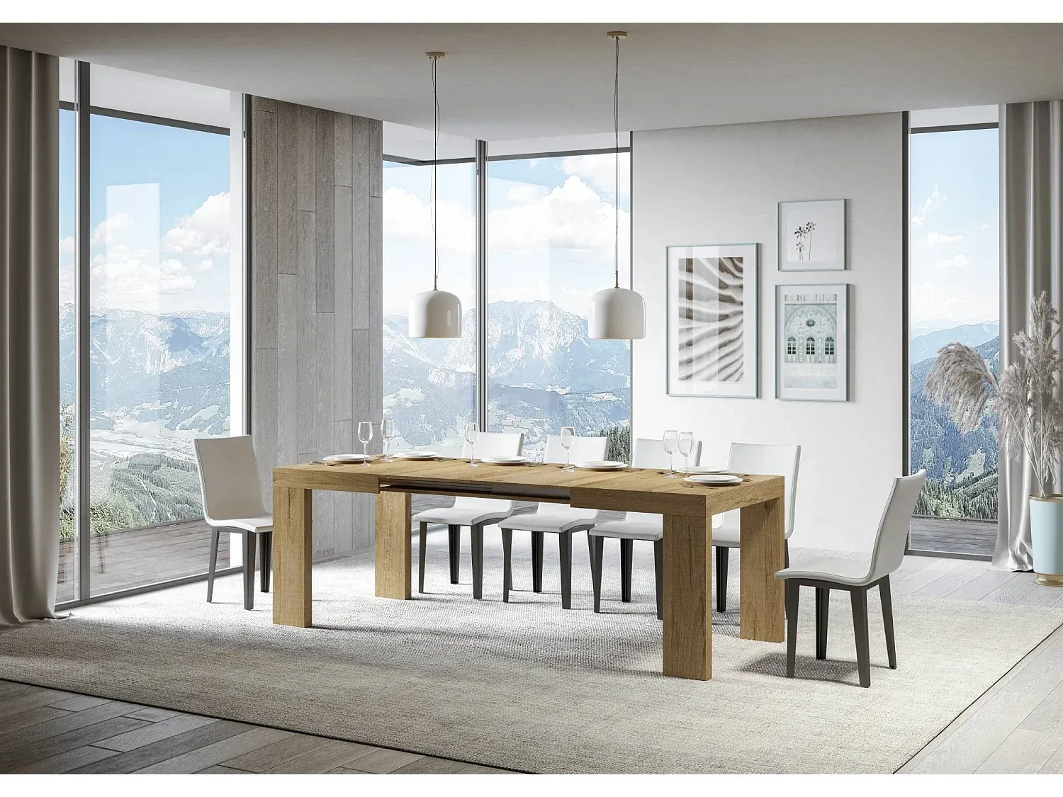 Erweiterbarer Esstisch aus Eichenholz-Vibyogi