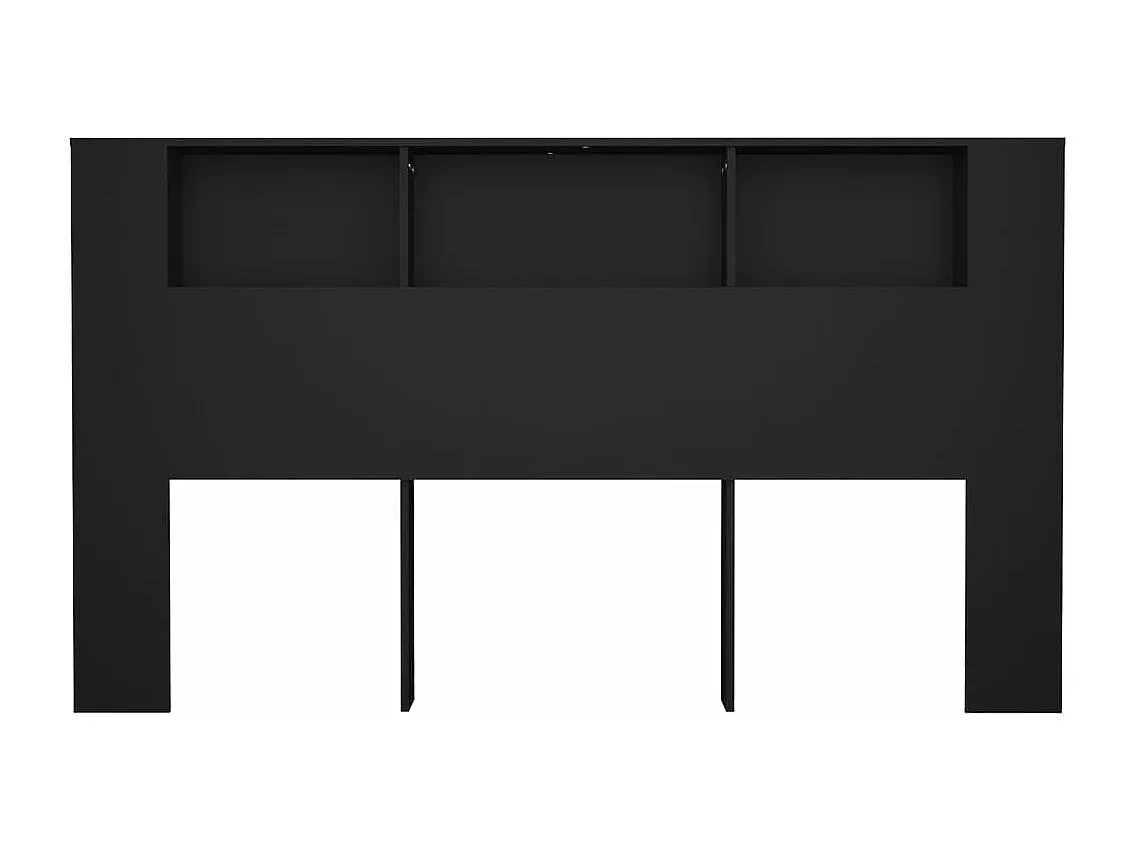 Schwarzes Bett-Kopfteil mit Ablagen 180x18,5x104,5 cm-Vibyogi