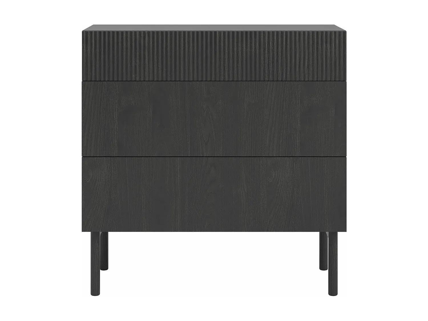 Kommode mit 3 Schubladen in Holzoptik Schwarz, 90 cm-Vibyogi